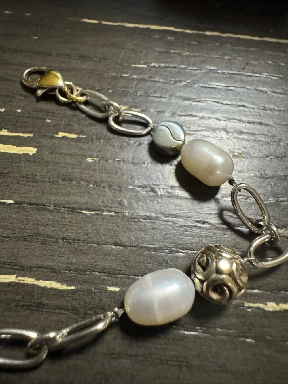 Brighton Silver-Tone Freshwater Pearl Link Bracelet